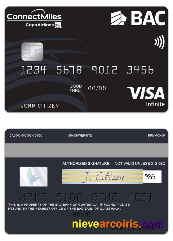 Guatemala BAC Bank visa infinite card